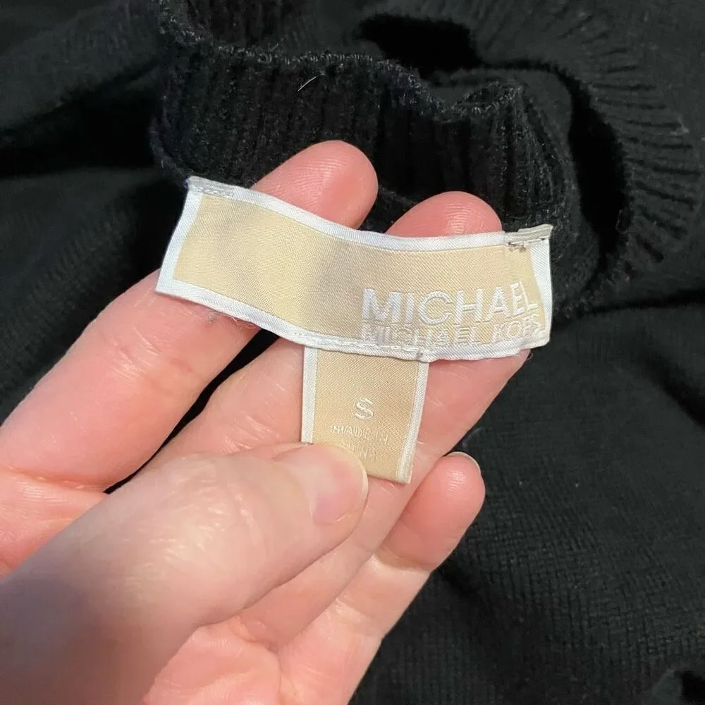 MICHAEL Michael Kors Cotton Blend Long Sleeve Knit Pullover Sweater Black Small - Picture 5 of 6